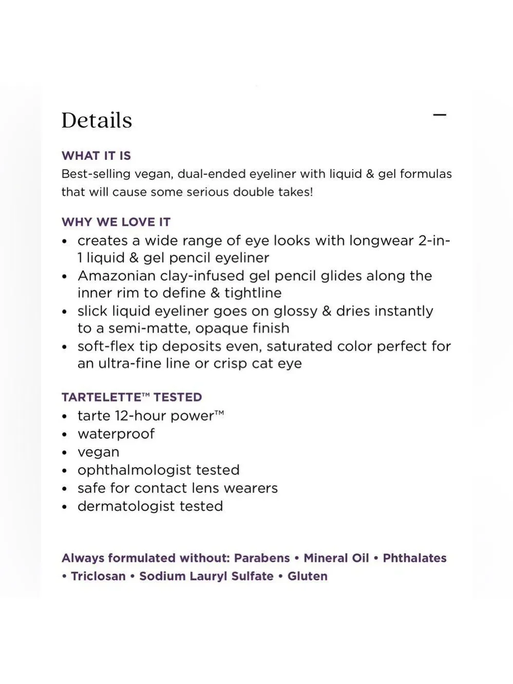 Tarte Double Take Eyeliner in Black - Dual Ended Full Size
